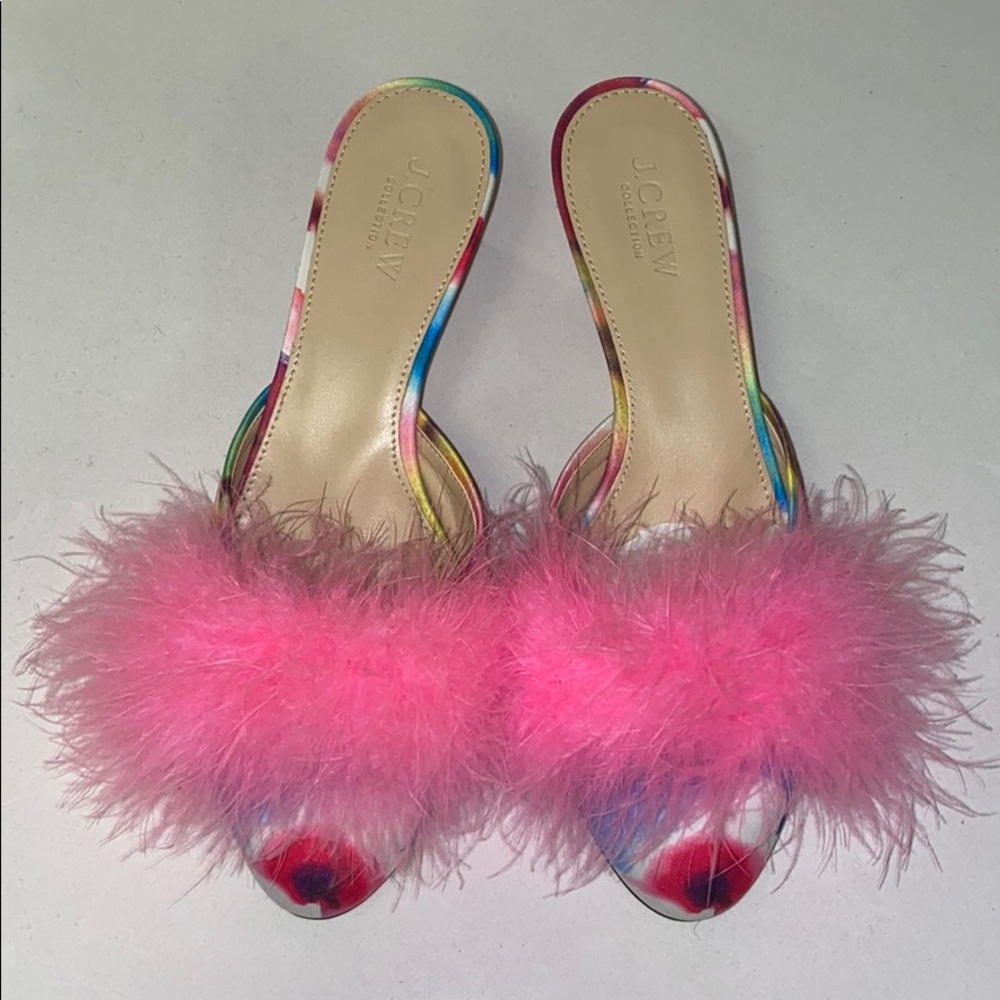 J.Crew Blanche Marabou Mini Wedges